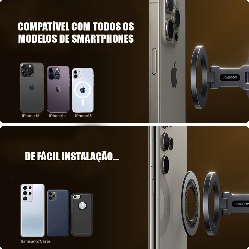 Suporte para celular automotivo dobrável com alta sucção magnética para smartphones