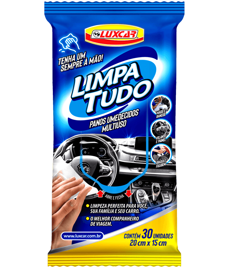 Pano Umidecidos automotivo limpa tudo - c/ 30 unidades Luxcar