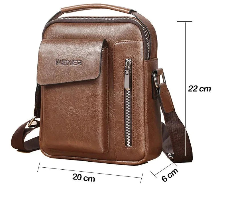 Bolsa de Ombro Mensageiro Bag Masculina em couro Premium - Oficial WEIXIER