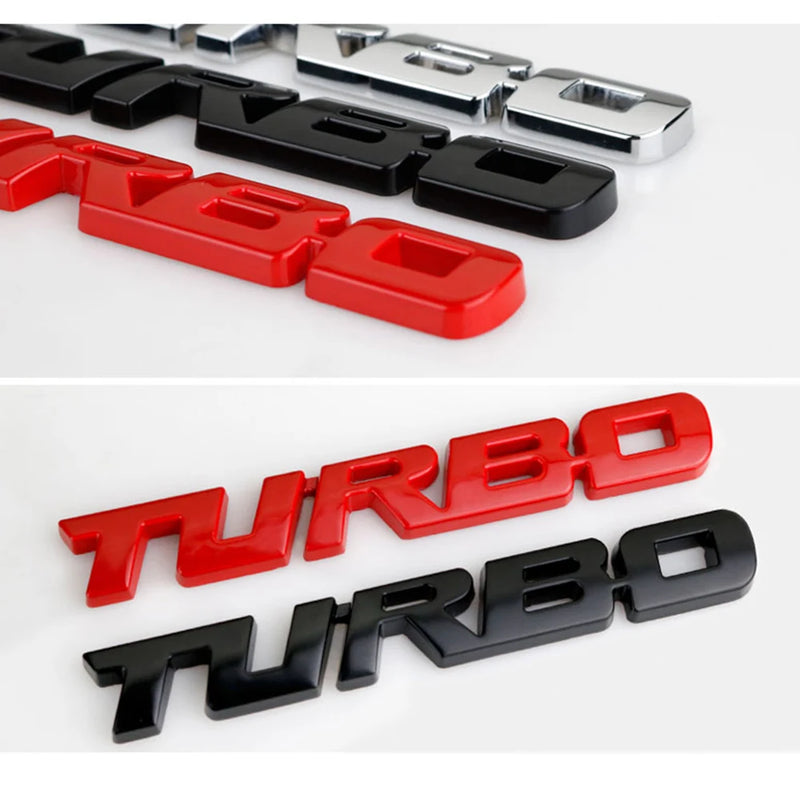 Emblema Badge TURBO em Metal para veículos com adesivo dupla face automotivo