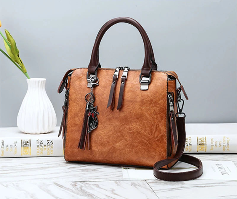 Bolsa Feminina Hadbags Vintage em couro plutônio premium