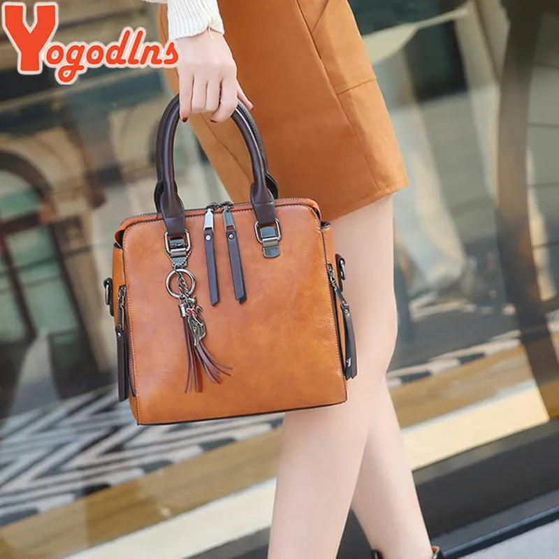 Bolsa Feminina Hadbags Vintage em couro plutônio premium