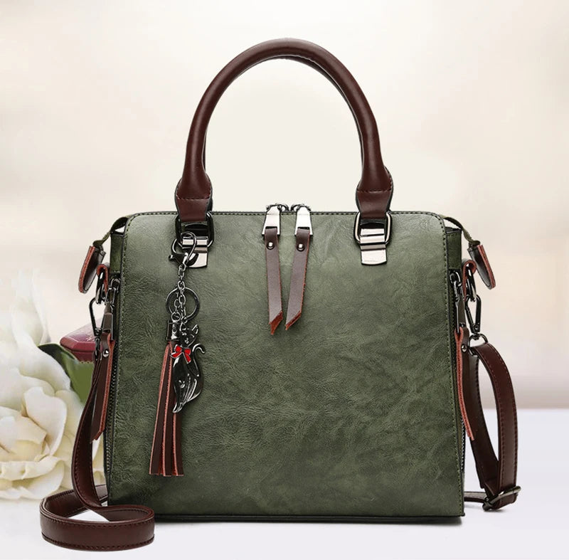 Bolsa Feminina Hadbags Vintage em couro plutônio premium