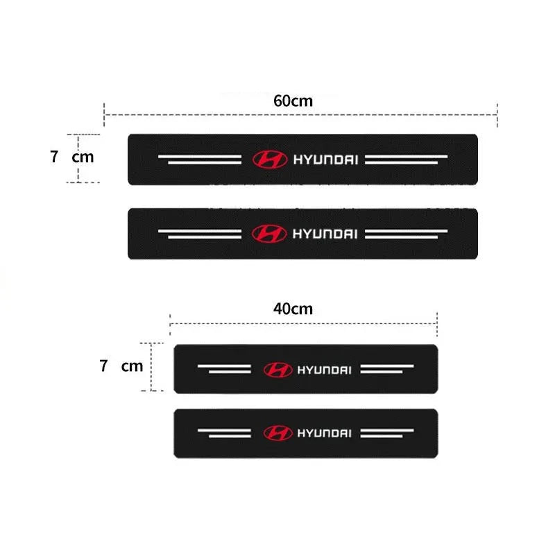 Soleira automotiva adesiva em nano carbono HYUNDAI c/ 4 peças