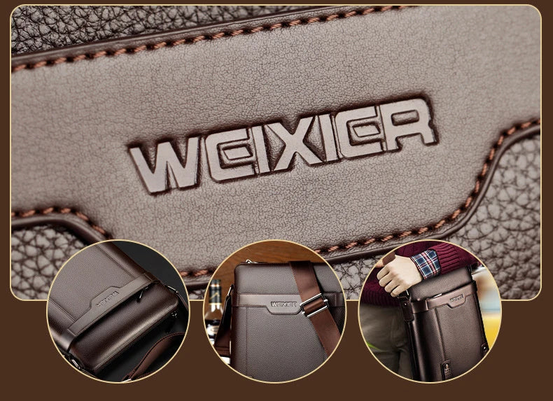 Bolsa de Ombro Crosby Executivo masculino em couro Premium - Oficial WEIXIER