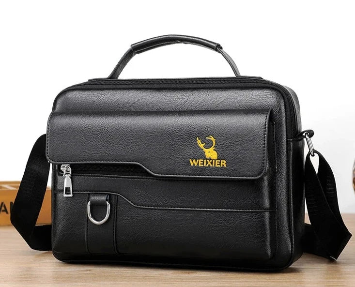 Bolsa executiva de ombro multifuncional masculina em couro premium - Oficial WEIXIER