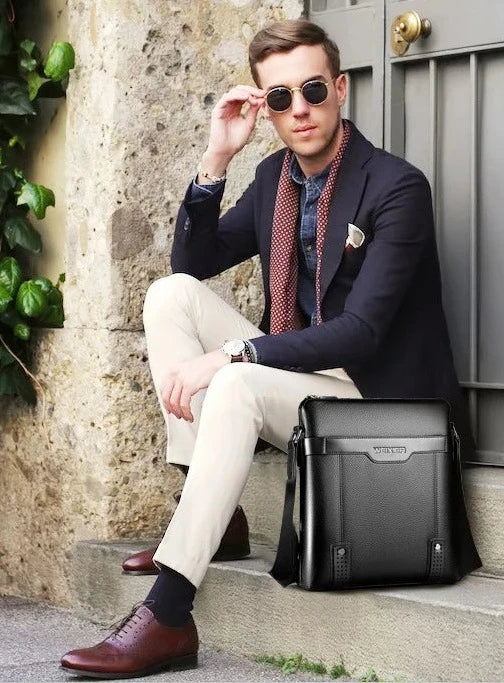 Bolsa de Ombro Crosby Executivo masculino em couro Premium - Oficial WEIXIER