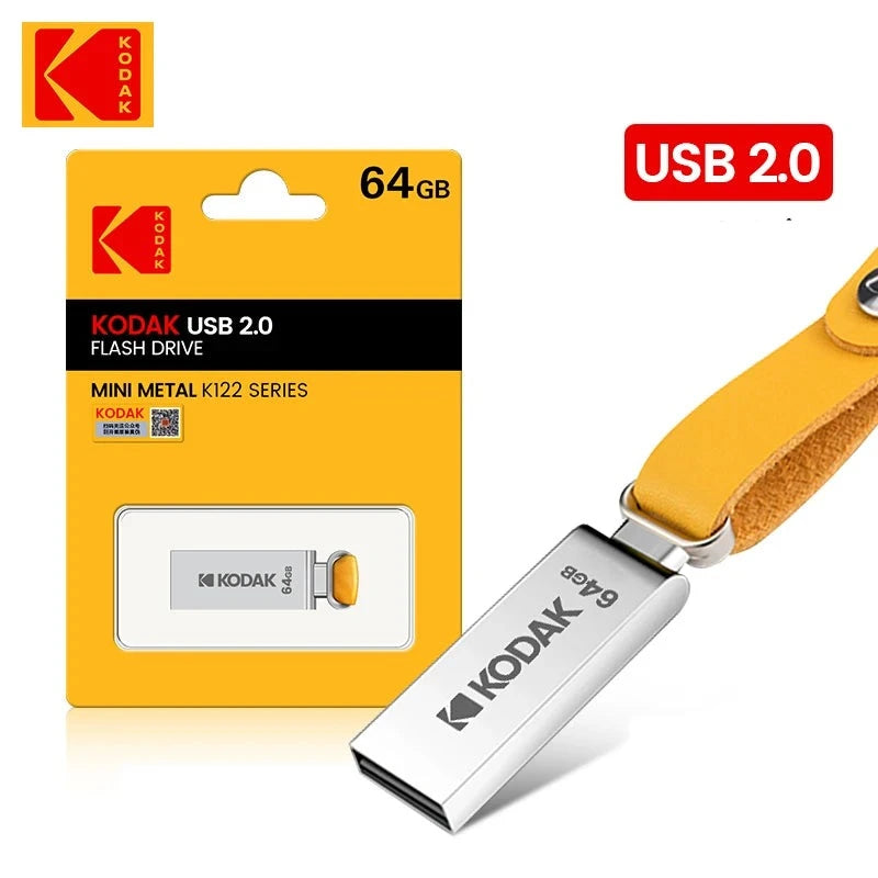 Pendrive Kodak 64Gb usb 2.0 em Metal com acabamento em couro premium