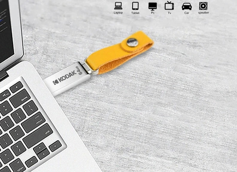 Pendrive Kodak 64Gb usb 2.0 em Metal com acabamento em couro premium