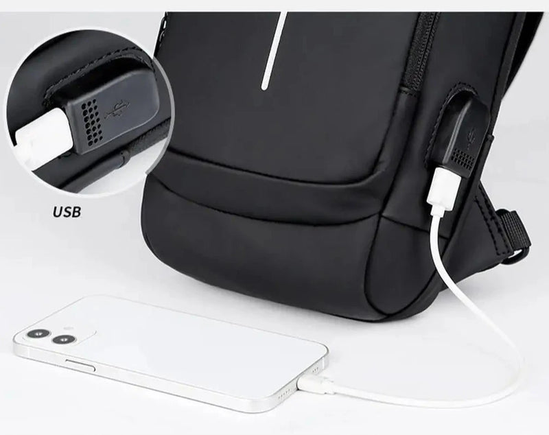 Mochila Mini Bag Unissex com sistema de segurança e carregamento via USB - Impermeável