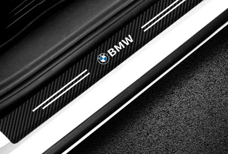 Soleira automotiva adesiva em nano carbono BMW c/ 4 peças