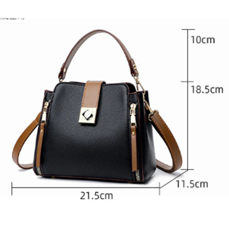 Bolsa Feminina transversal com presilha central luxo fashion em couro