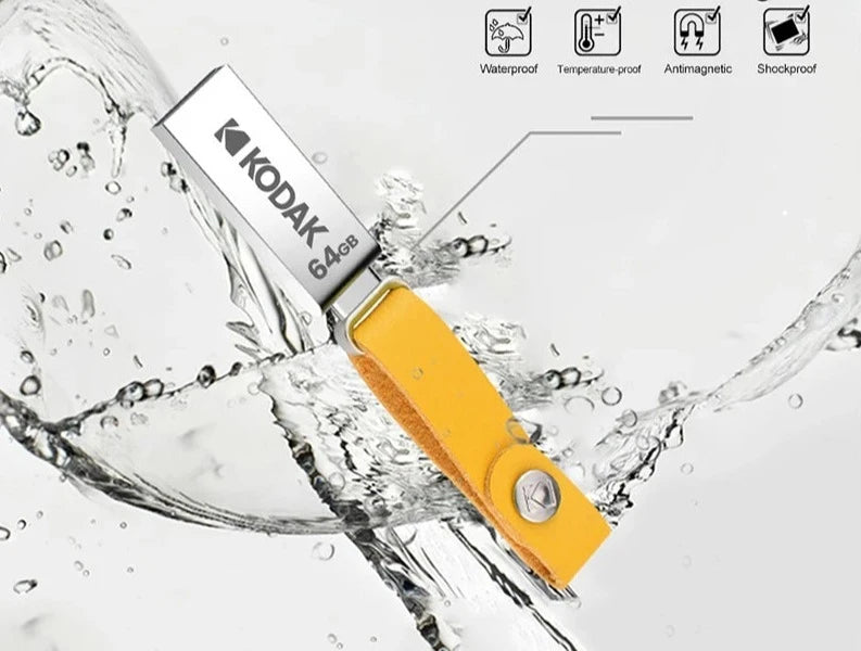 Pendrive Kodak 64Gb usb 2.0 em Metal com acabamento em couro premium