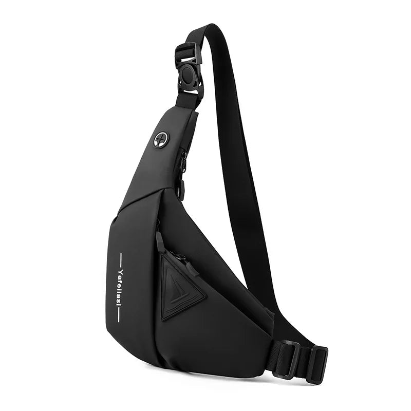 Mochila Transversal Masculina compacta e c/ entrada de fone de ouvido