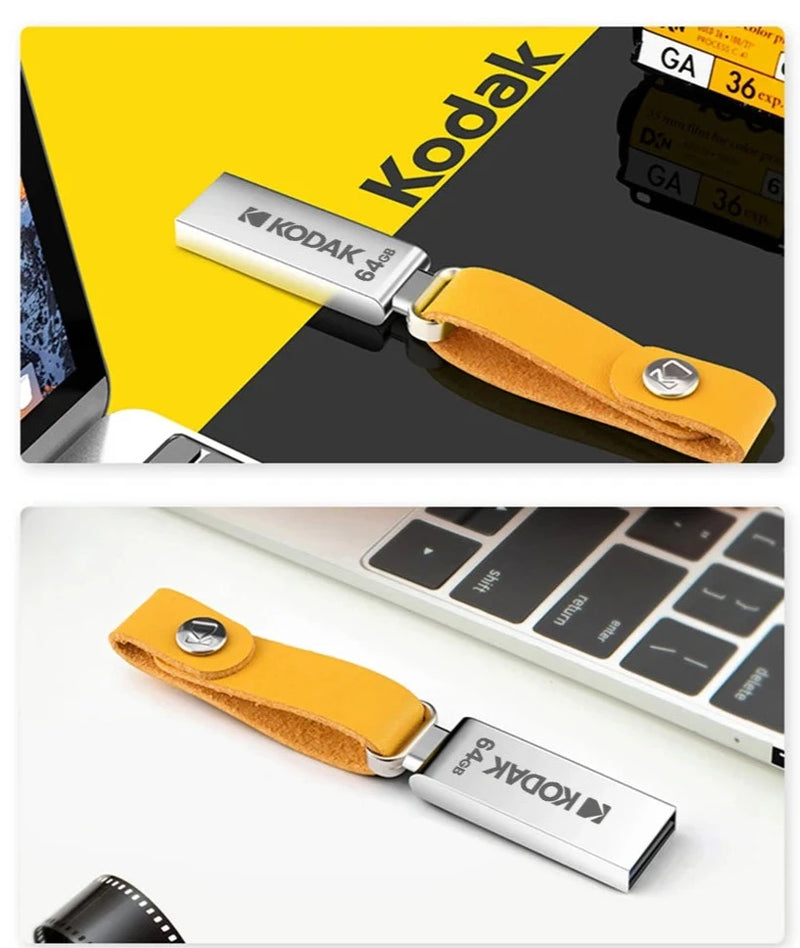 Pendrive Kodak 64Gb usb 2.0 em Metal com acabamento em couro premium